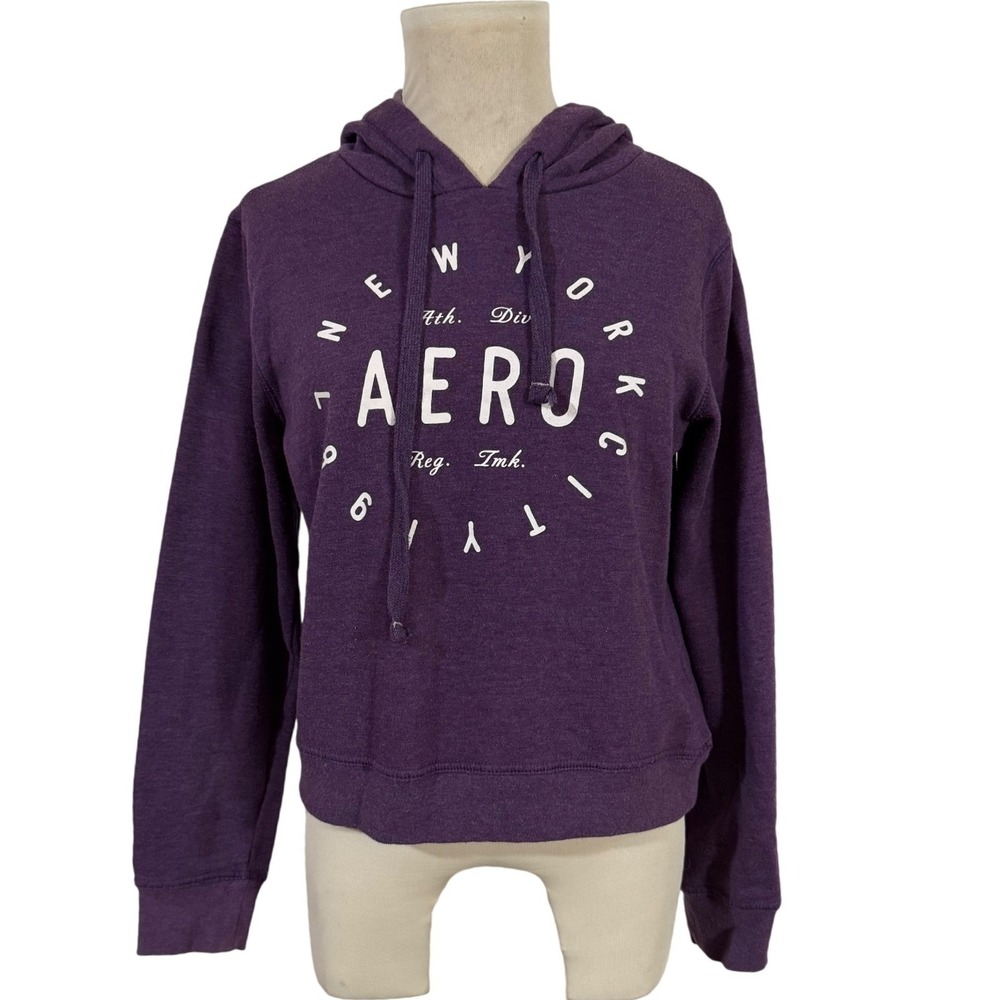 Vintage Aeropostale Purple Graphic Hoodie Sweatshirt Women's Size‎ Medium